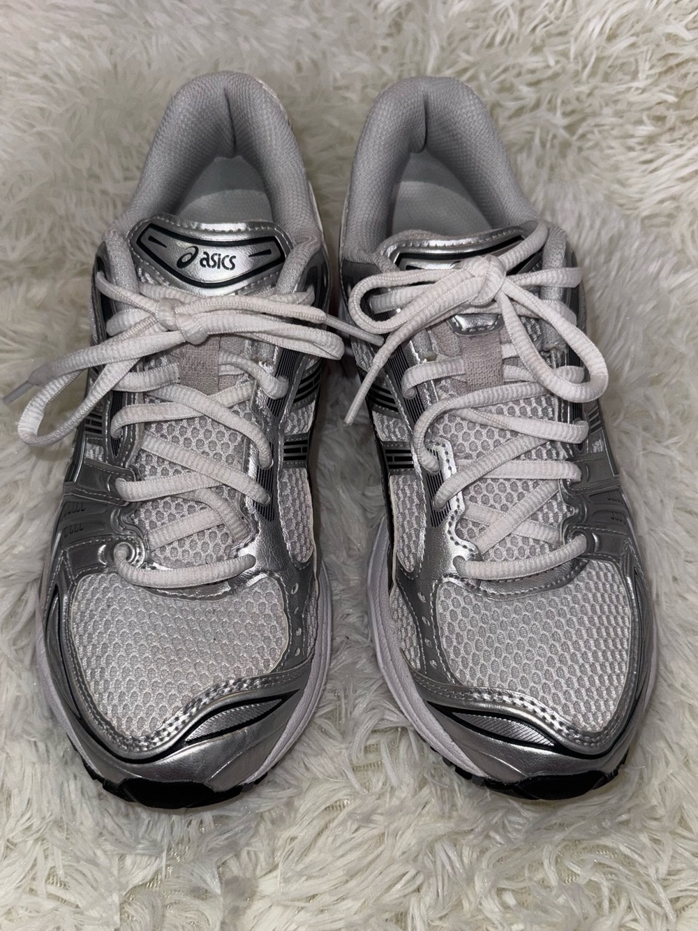 ASICS Women's Silver and White Athletic Running Shoes